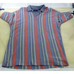 Y2K Apparel Workshop Striped Rugby Polo Shirt XXL 100% Cotton Red & Blue Stripes